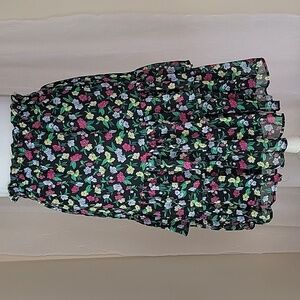 Ann Taylor Floral A-Line Skirt - Black with Multicolor Flowers Size L